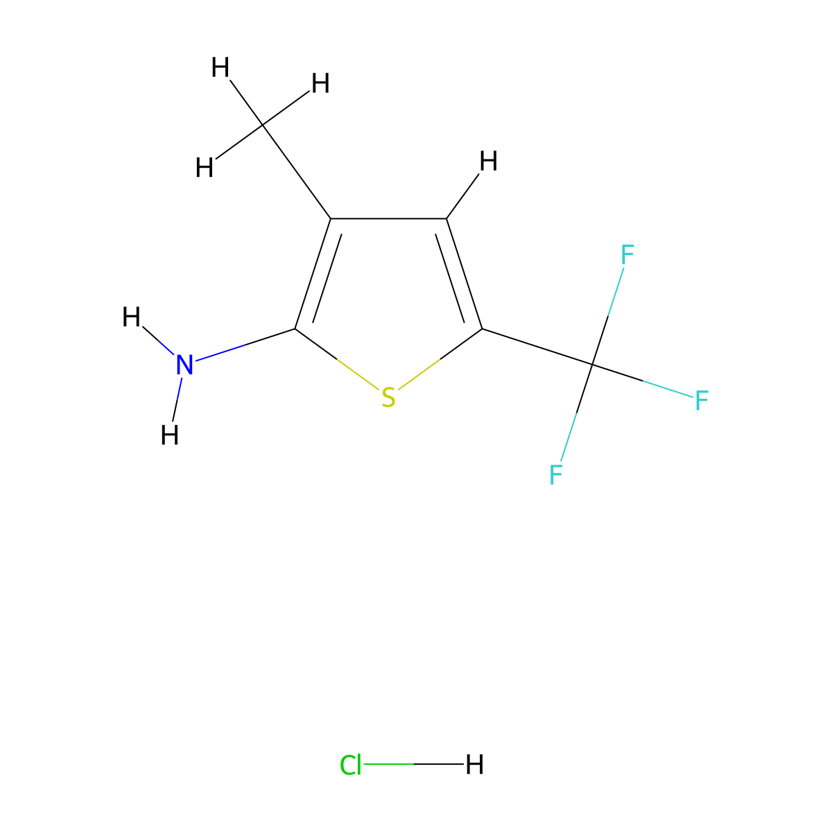3-Methyl-5-(trifluoromethyl)thiophen-2-amine hydrochloride molecular structure, CAS 2639437-57-1