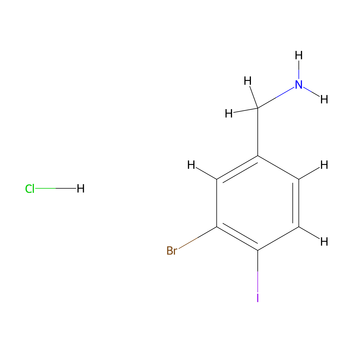 1-(3-Bromo-4-iodophenyl)methanaminehydrochloride molecular structure, CAS 2639437-63-9