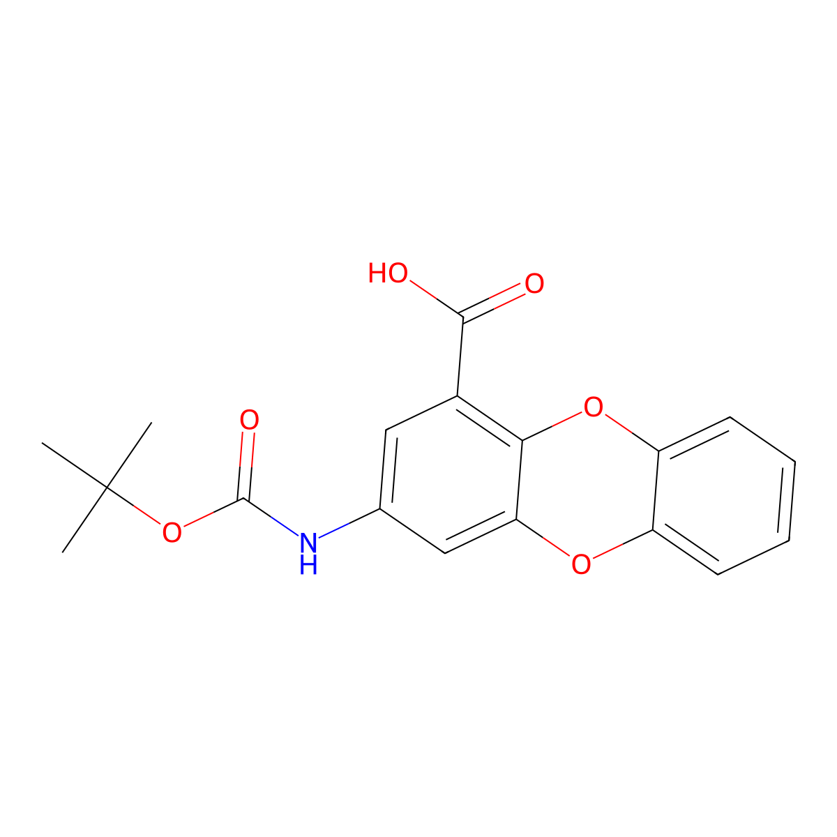 3-{[(Tert-butoxy)carbonyl]amino}oxanthrene-1-carboxylic acid molecular structure, CAS 2639437-65-1