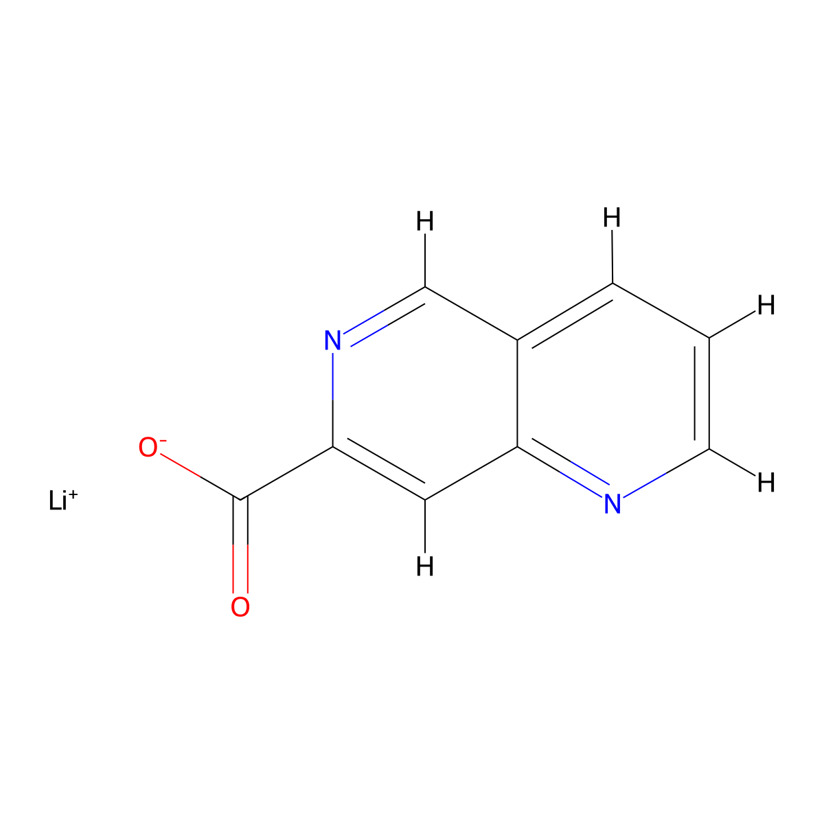 Lithium(1+) 1,6-naphthyridine-7-carboxylate molecular structure, CAS 2639437-70-8