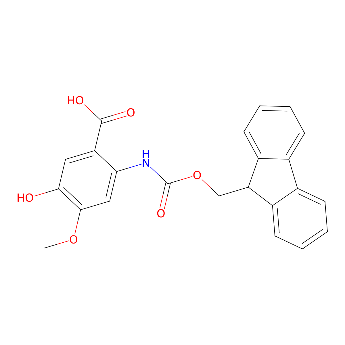 2-({[(9H-fluoren-9-yl)methoxy]carbonyl}amino)-5-hydroxy-4-methoxybenzoic acid molecular structure, CAS 2639437-75-3
