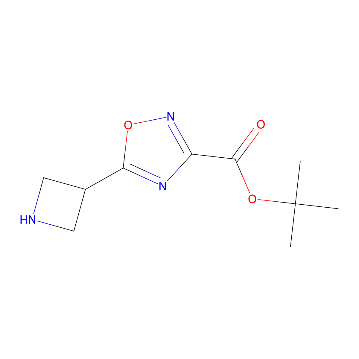 Tert-butyl 5-(azetidin-3-yl)-1,2,4-oxadiazole-3-carboxylate molecular structure, CAS 2639437-80-0