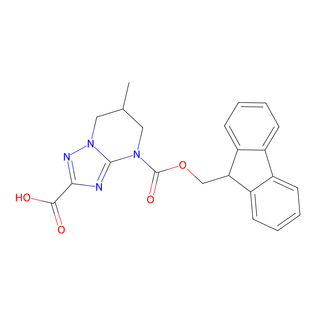 4-{[(9H-fluoren-9-yl)methoxy]carbonyl}-6-methyl-4H,5H,6H,7H-[1,2,4]triazolo[1,5-a]pyrimidine-2-carboxylic acid molecular structure, CAS 2639437-97-9