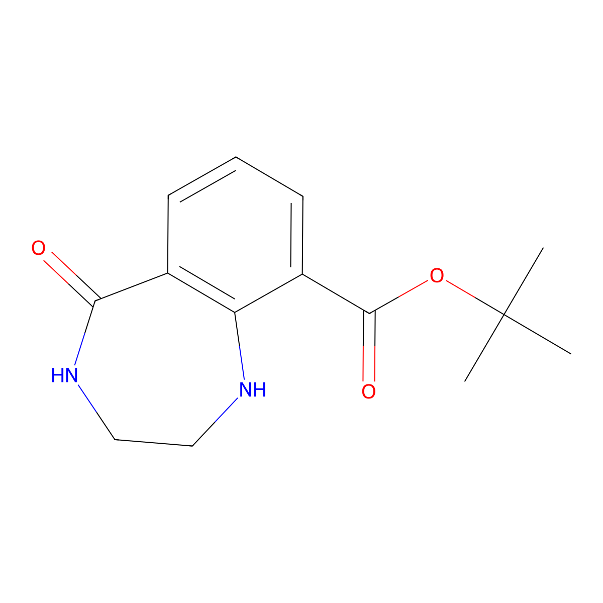 tert-butyl 5-oxo-2,3,4,5-tetrahydro-1H-1,4-benzodiazepine-9-carboxylate molecular structure, CAS 2639437-98-0