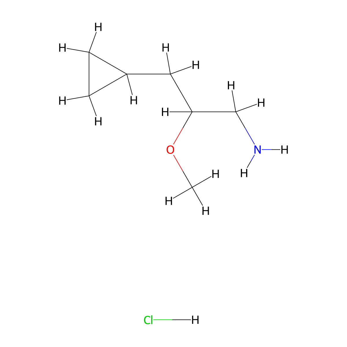 3-Cyclopropyl-2-methoxypropan-1-amine hydrochloride molecular structure, CAS 2639438-07-4