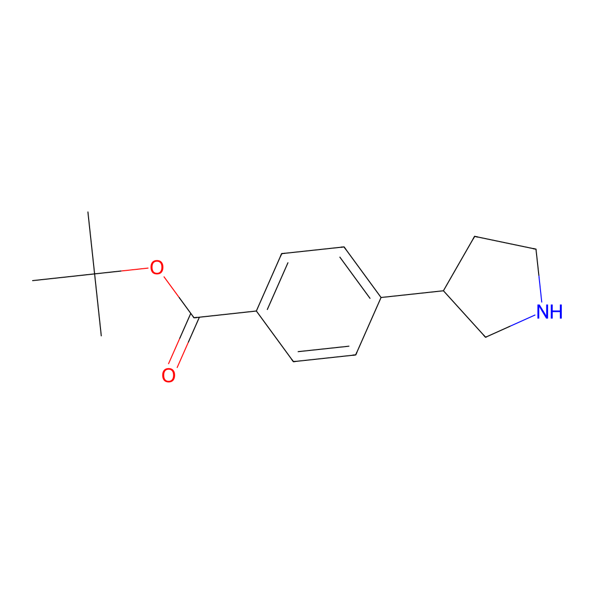 Tert-butyl 4-(pyrrolidin-3-yl)benzoate molecular structure, CAS 2639439-00-0