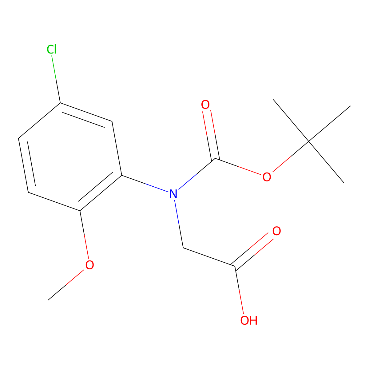2-{[(Tert-butoxy)carbonyl](5-chloro-2-methoxyphenyl)amino}acetic acid molecular structure, CAS 2639439-03-3