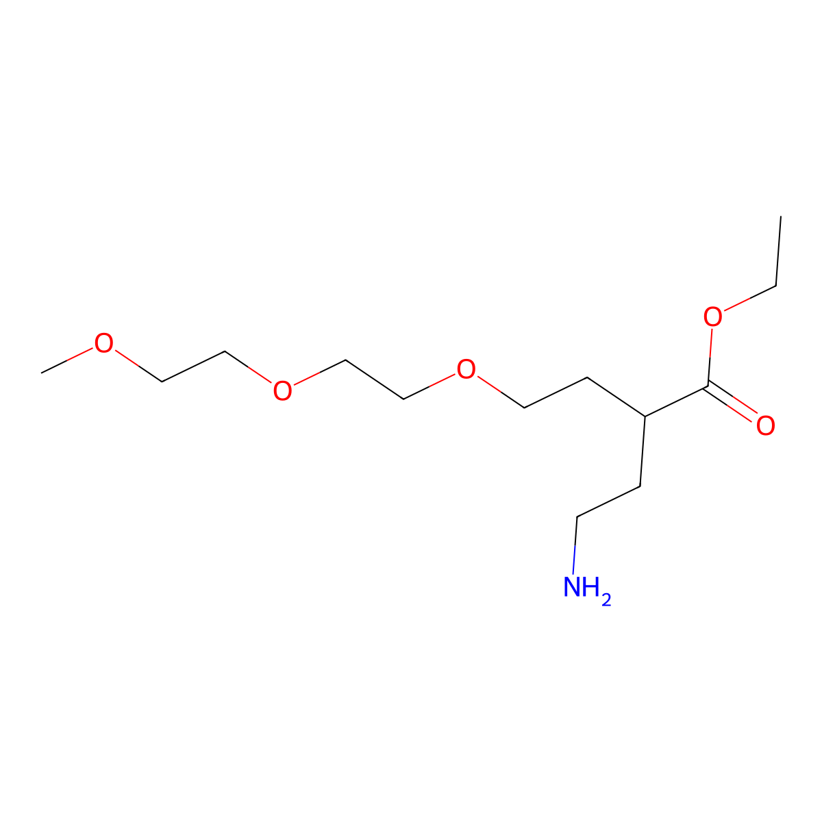 Ethyl 4-amino-2-{2-[2-(2-methoxyethoxy)ethoxy]ethyl}butanoate molecular structure, CAS 2639439-10-2