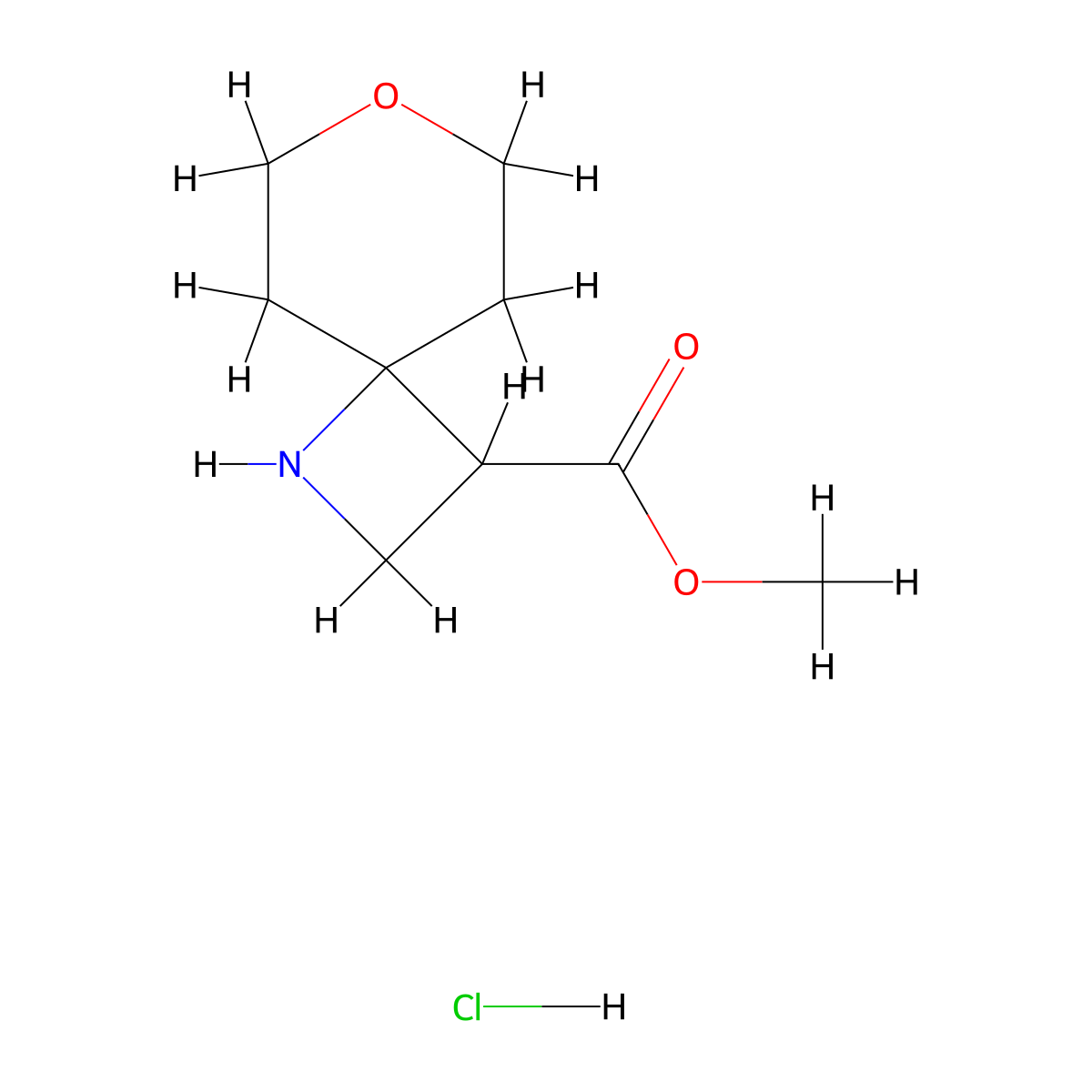 Methyl 7-oxa-1-azaspiro(3.5)nonane-3-carboxylate hydrochloride molecular structure, CAS 2639439-18-0