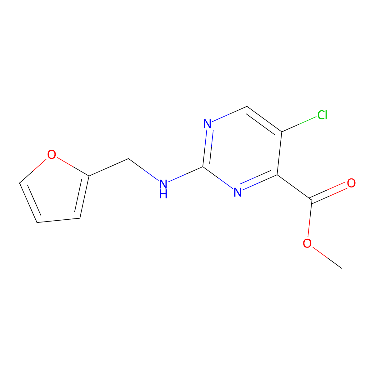 Methyl 5-chloro-2-{[(furan-2-yl)methyl]amino}pyrimidine-4-carboxylate molecular structure, CAS 2639439-27-1