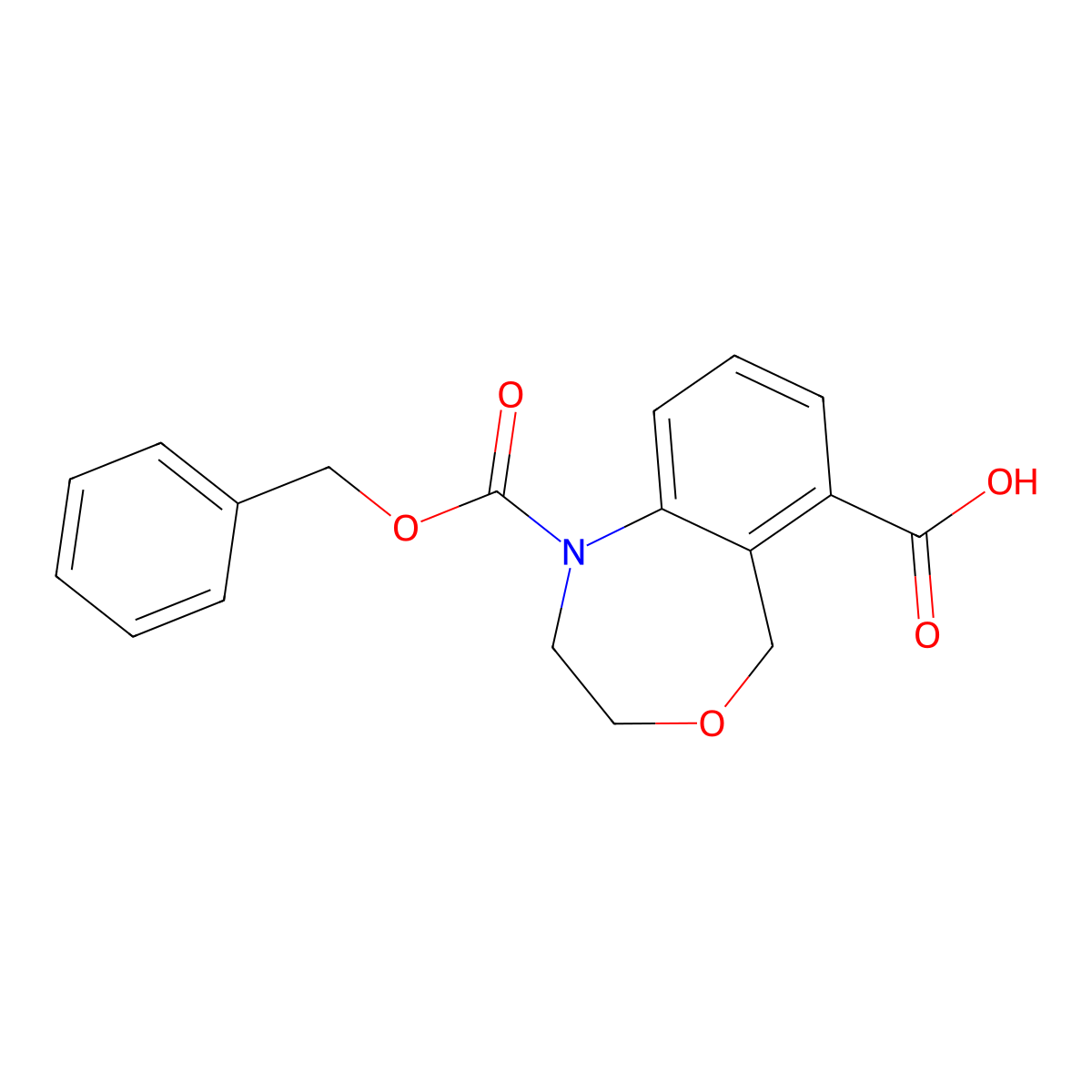 1-[(Benzyloxy)carbonyl]-1,2,3,5-tetrahydro-4,1-benzoxazepine-6-carboxylic acid molecular structure, CAS 2639439-30-6