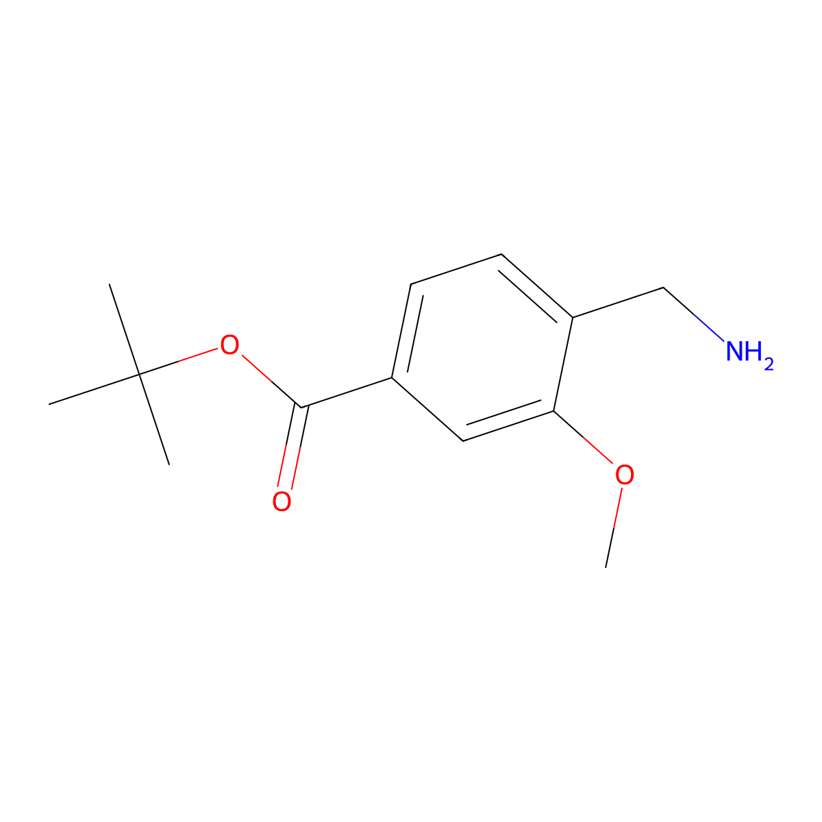 Tert-butyl 4-(aminomethyl)-3-methoxybenzoate molecular structure, CAS 2639439-38-4