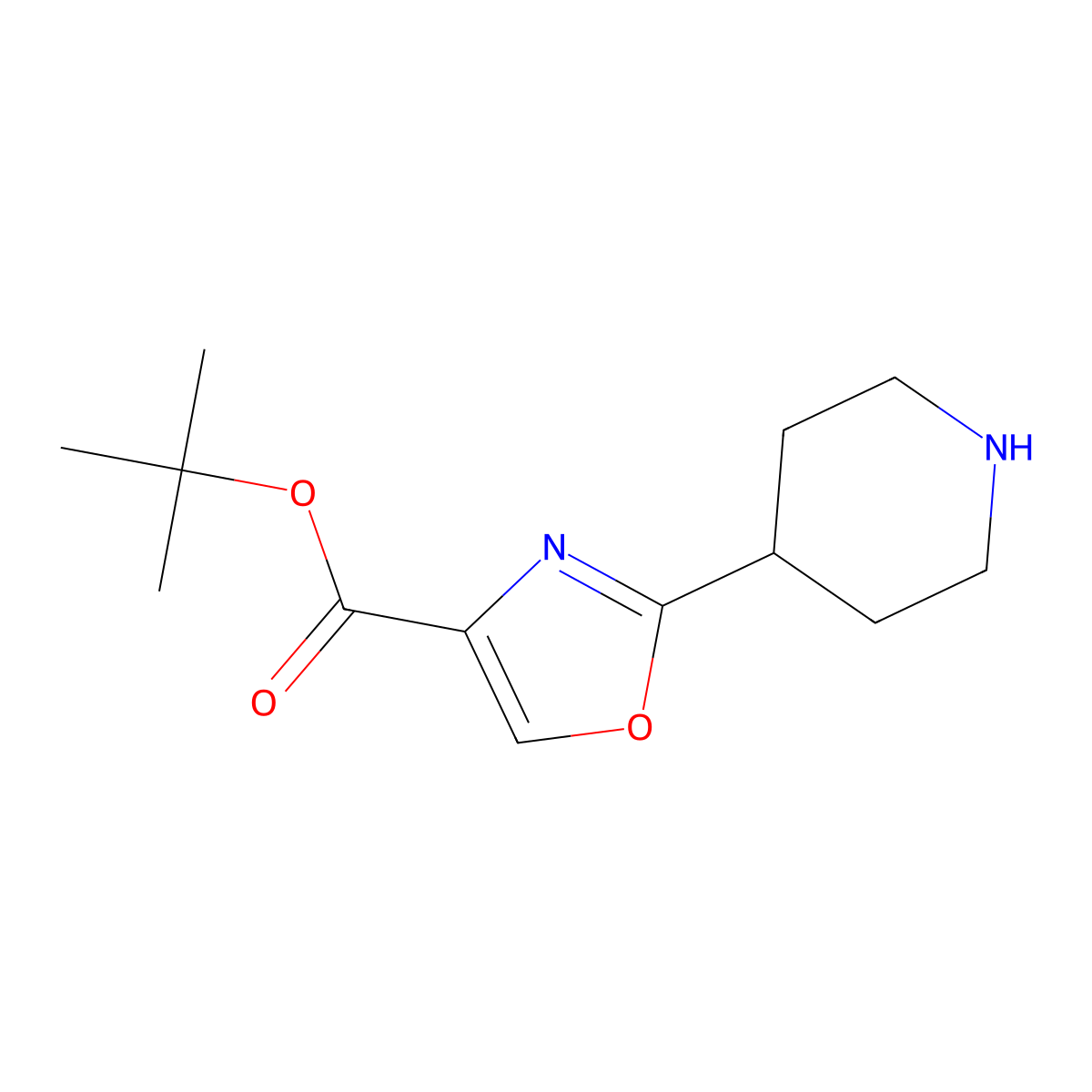 Tert-butyl 2-(piperidin-4-yl)-1,3-oxazole-4-carboxylate molecular structure, CAS 2639439-40-8
