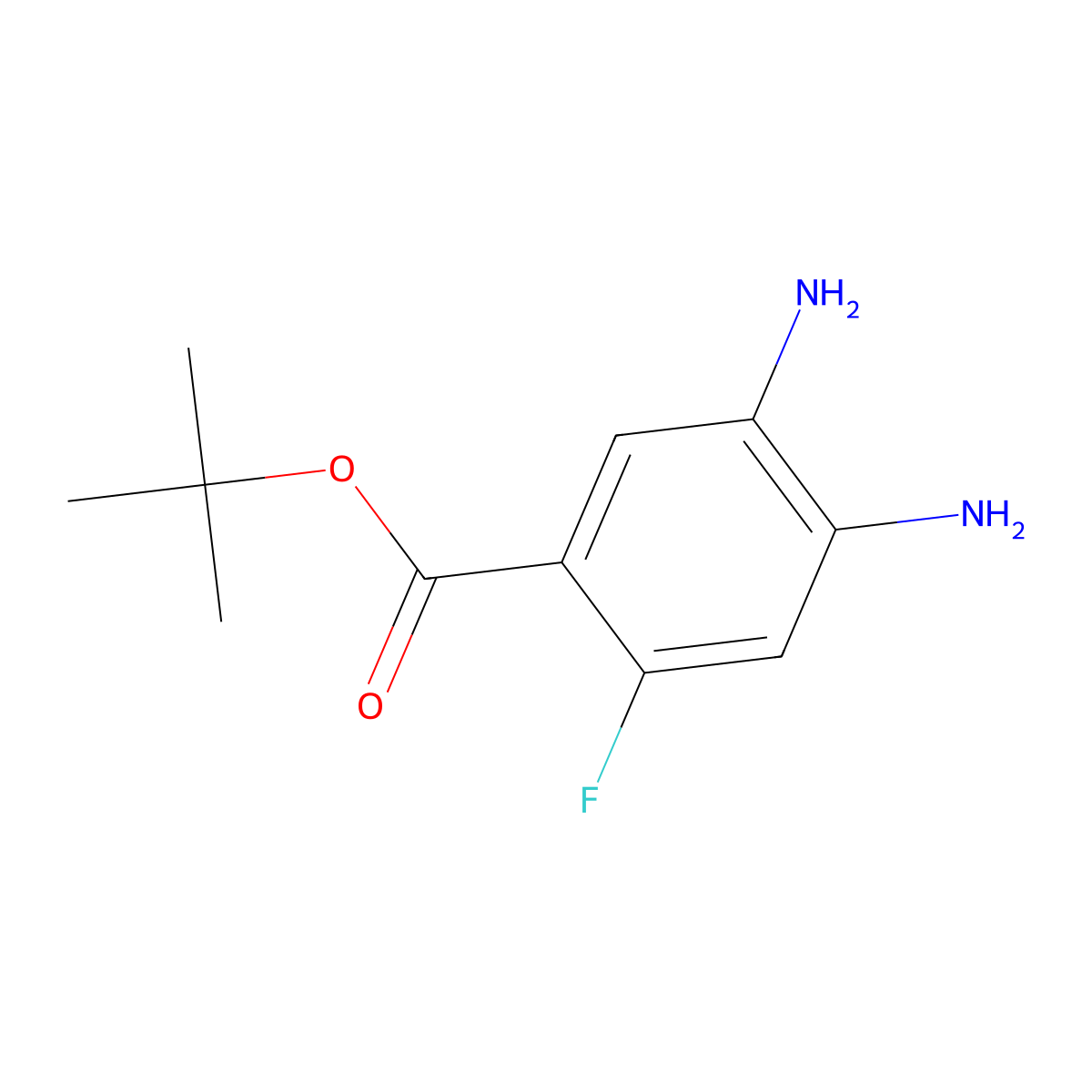 Tert-butyl 4,5-diamino-2-fluorobenzoate molecular structure, CAS 2639439-41-9