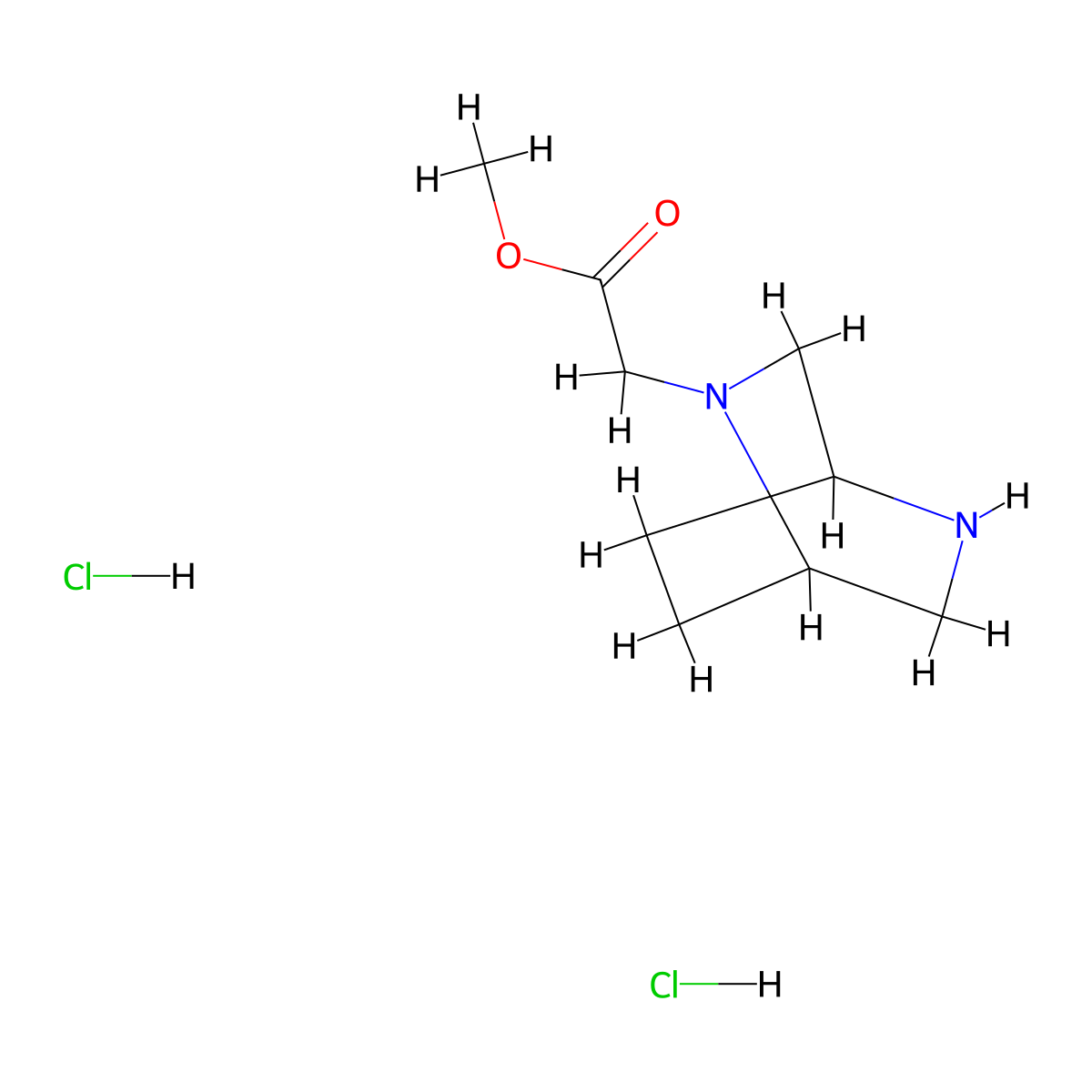 Methyl 2-{2,5-diazabicyclo[2.2.2]octan-2-yl}acetate dihydrochloride molecular structure, CAS 2639439-56-6