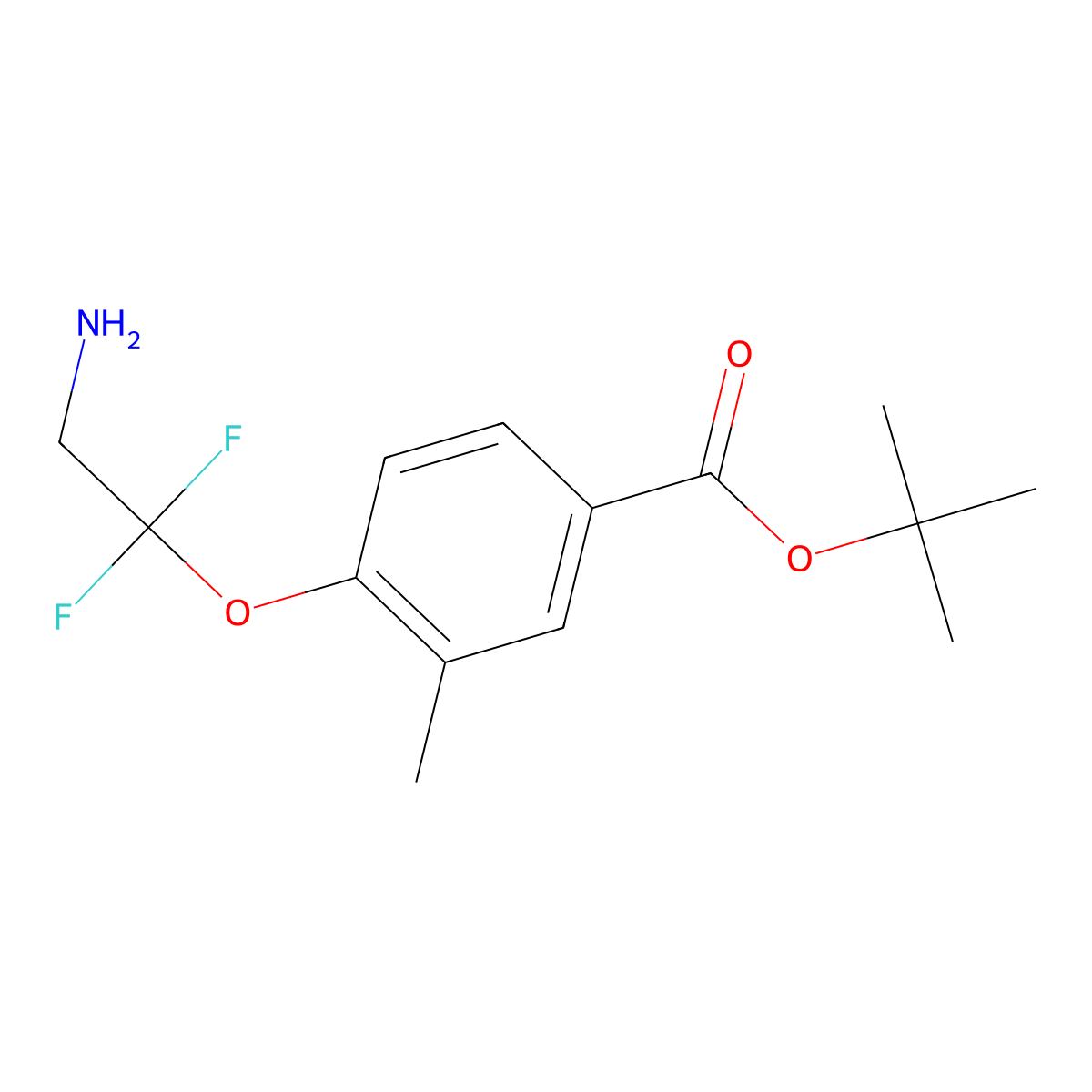 Tert-butyl 4-(2-amino-1,1-difluoroethoxy)-3-methylbenzoate molecular structure, CAS 2639439-57-7