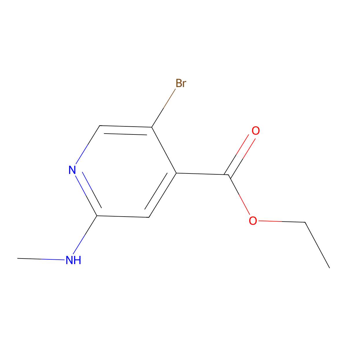 Ethyl 5-bromo-2-(methylamino)pyridine-4-carboxylate molecular structure, CAS 2639439-60-2