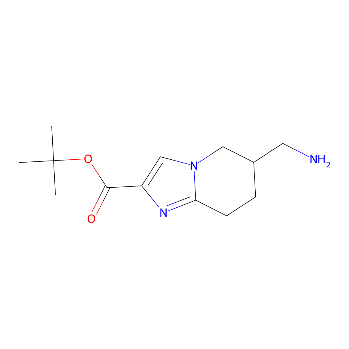 tert-butyl 6-(aminomethyl)-5H,6H,7H,8H-imidazo[1,2-a]pyridine-2-carboxylate molecular structure, CAS 2639439-70-4