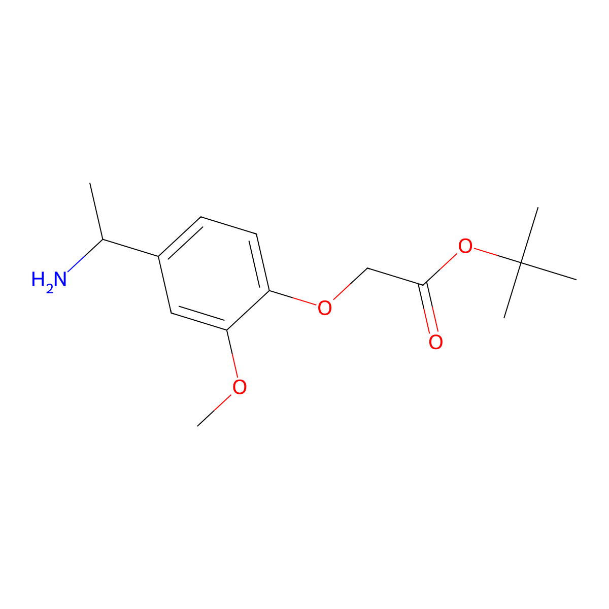 Tert-butyl 2-[4-(1-aminoethyl)-2-methoxyphenoxy]acetate molecular structure, CAS 2639439-80-6