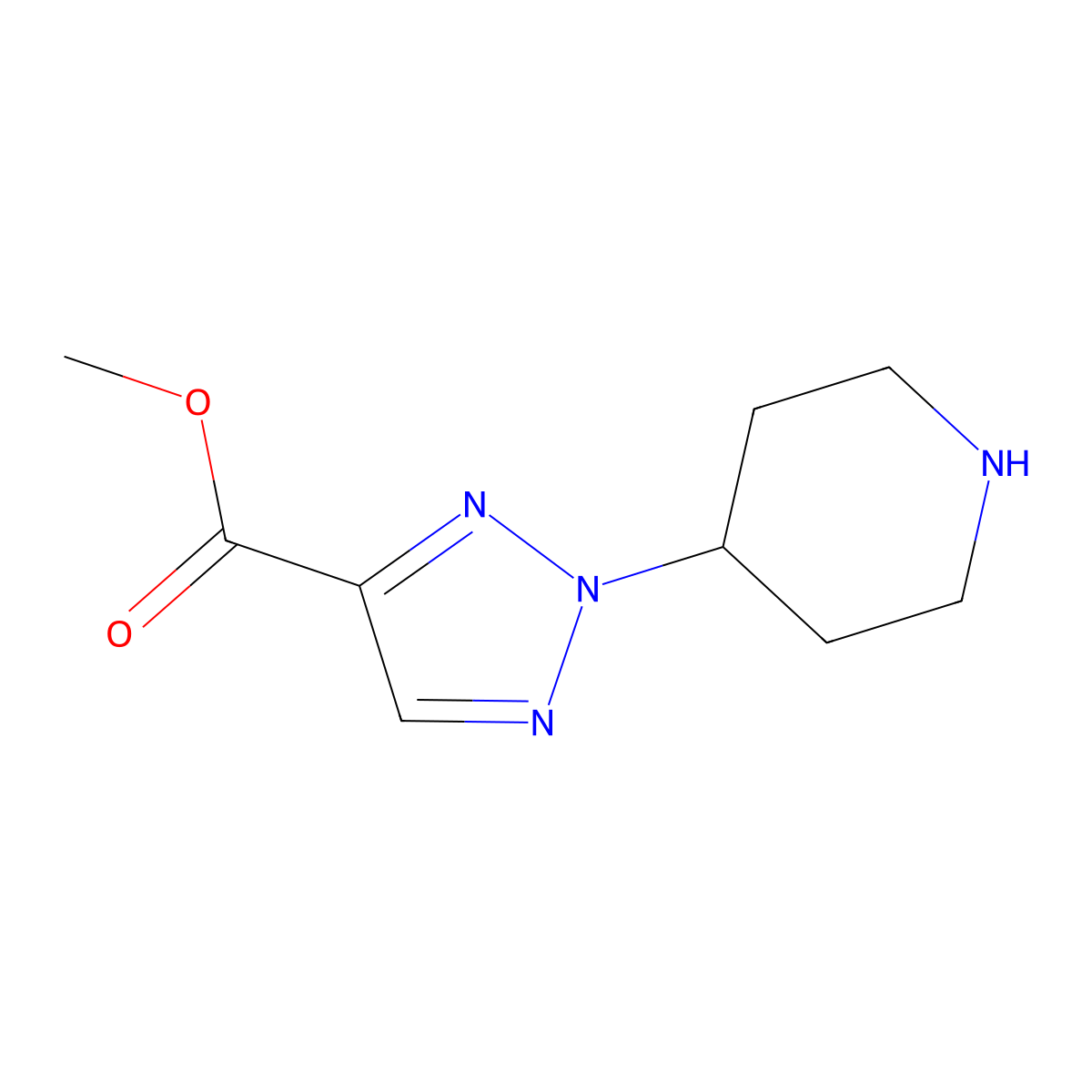 methyl 2-(piperidin-4-yl)-2H-1,2,3-triazole-4-carboxylate molecular structure, CAS 2639439-90-8