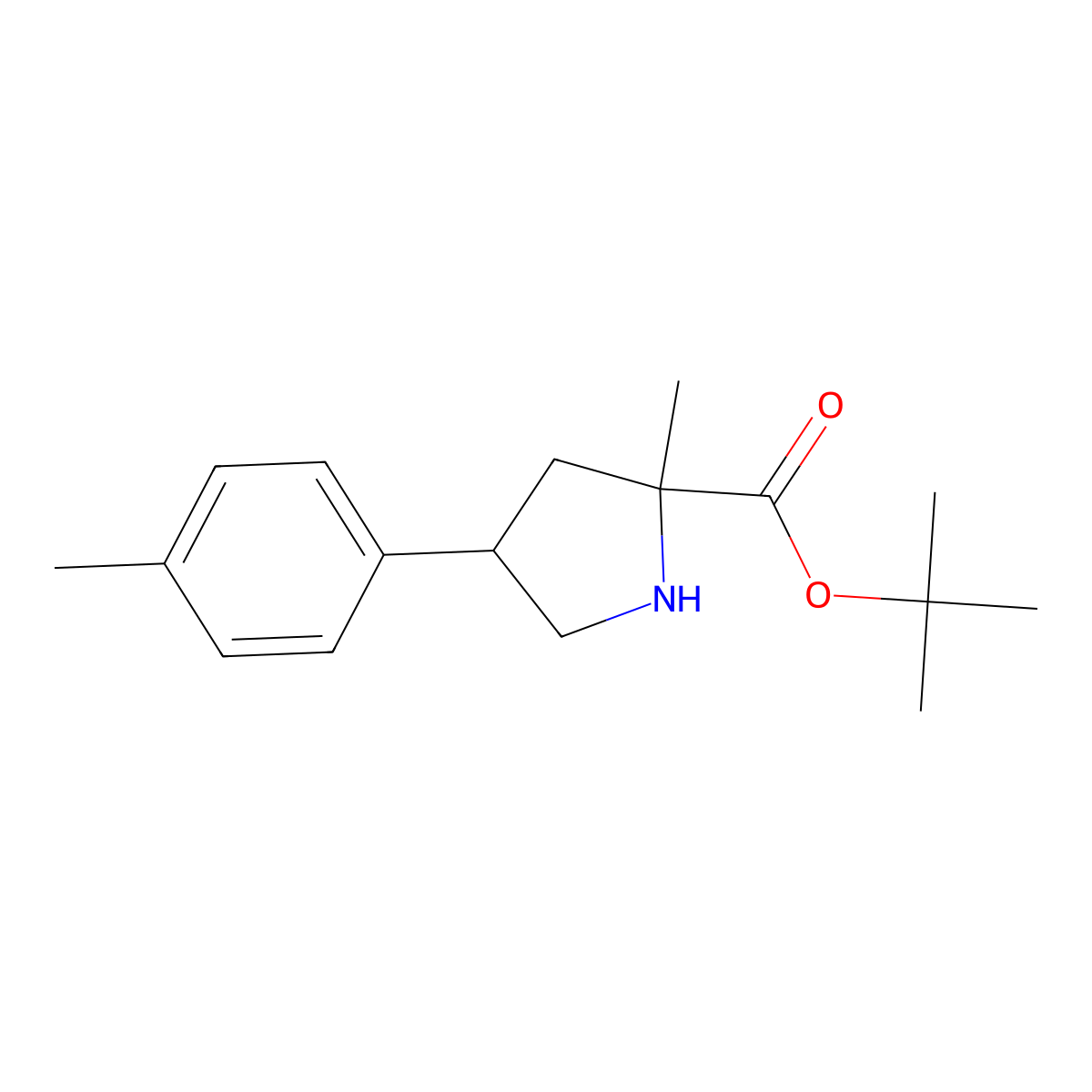 Tert-butyl 2-methyl-4-(4-methylphenyl)pyrrolidine-2-carboxylate molecular structure, CAS 2639439-93-1