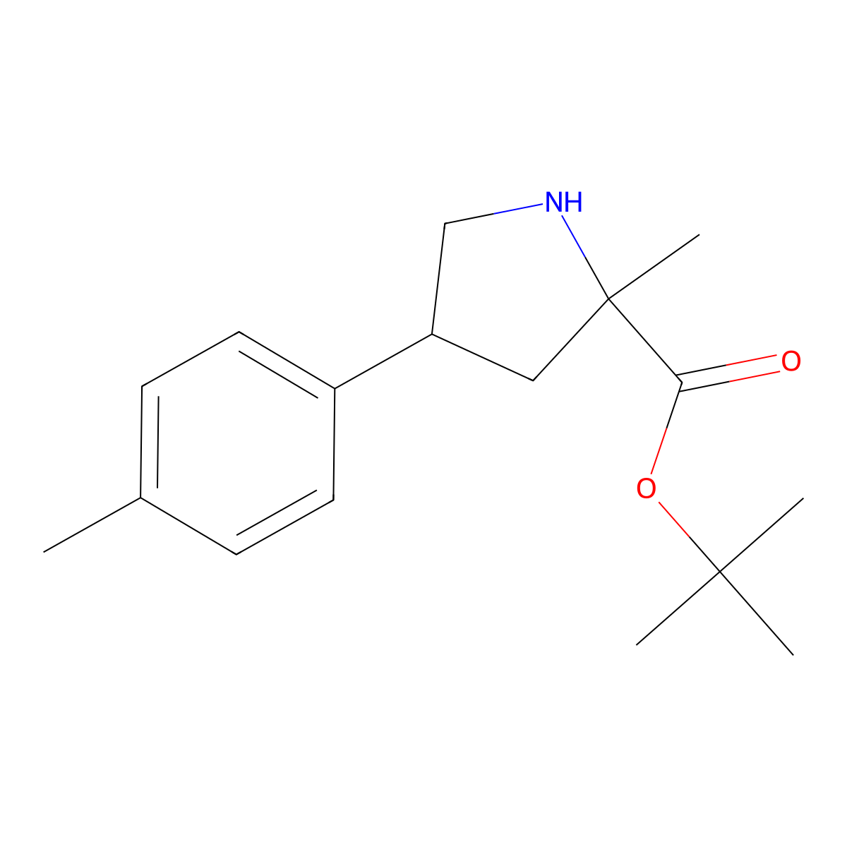 Tert-butyl 2-methyl-4-(4-methylphenyl)pyrrolidine-2-carboxylate molecular structure, CAS 2639439-93-1