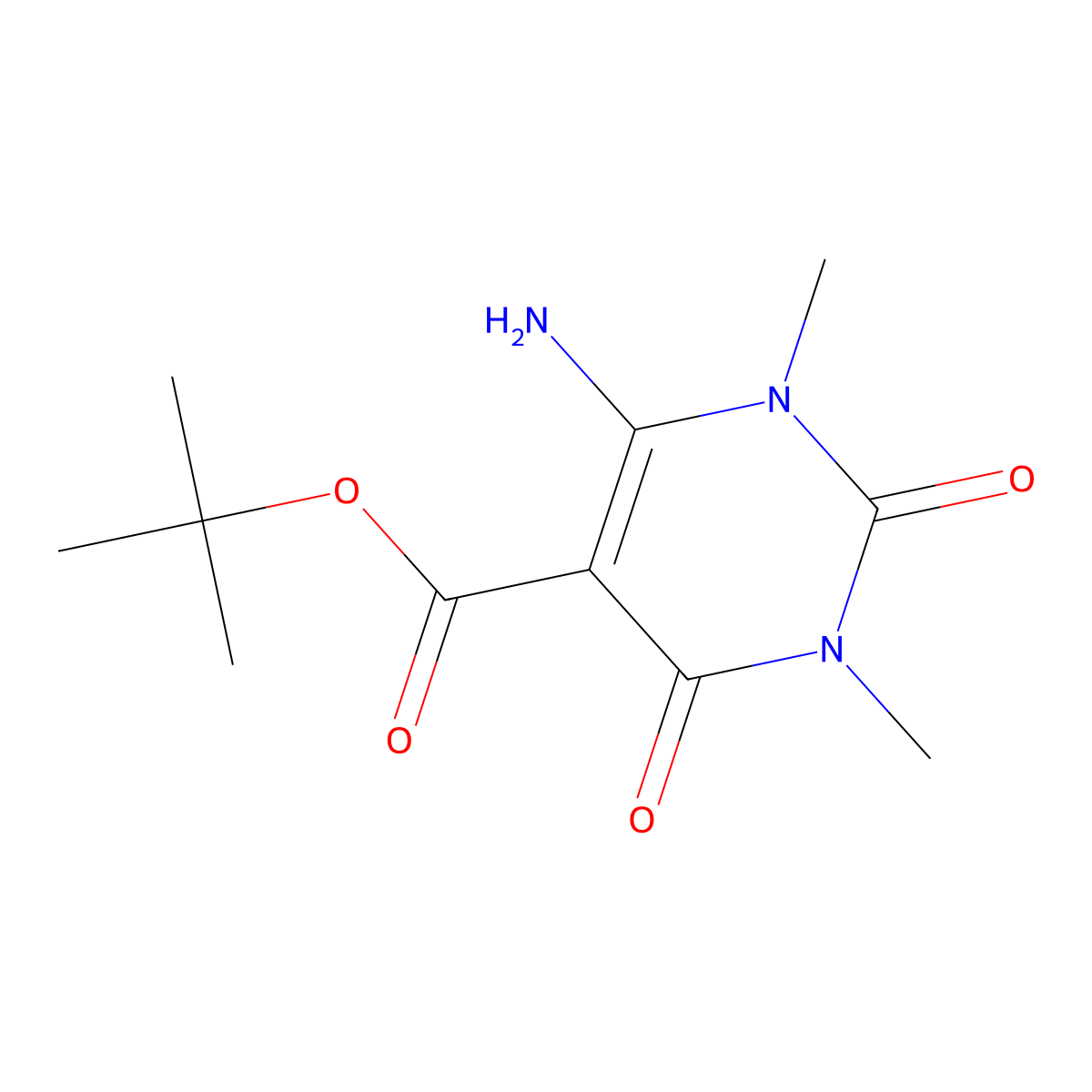 Tert-butyl 6-amino-1,3-dimethyl-2,4-dioxo-1,2,3,4-tetrahydropyrimidine-5-carboxylate molecular structure, CAS 2639439-96-4