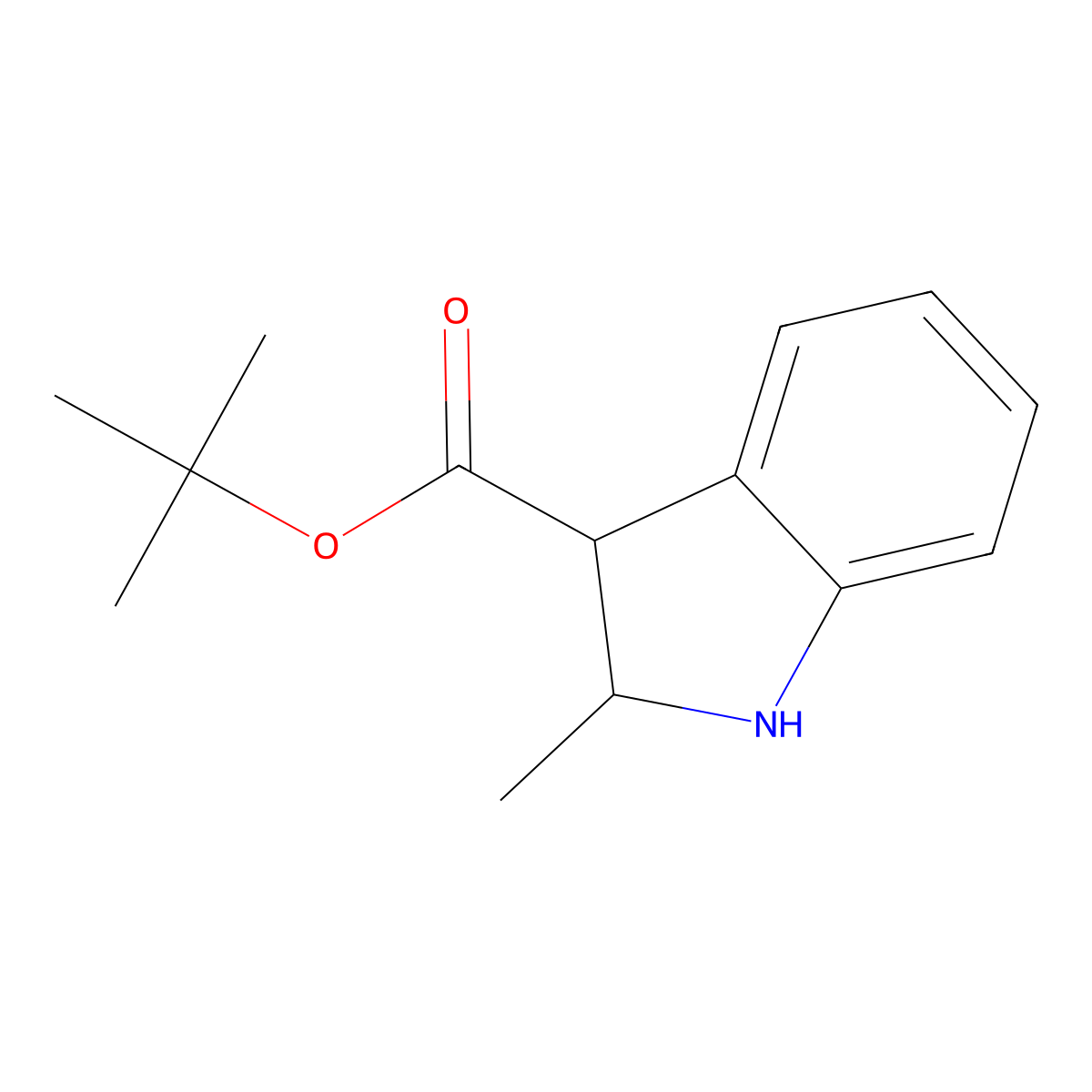 tert-butyl 2-methyl-2,3-dihydro-1H-indole-3-carboxylate molecular structure, CAS 2639440-00-7