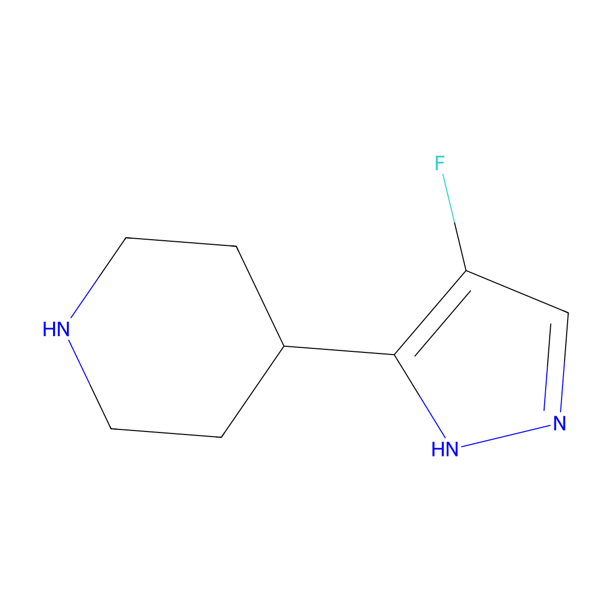 4-(4-fluoro-1H-pyrazol-3-yl)piperidine molecular structure, CAS 2639440-01-8