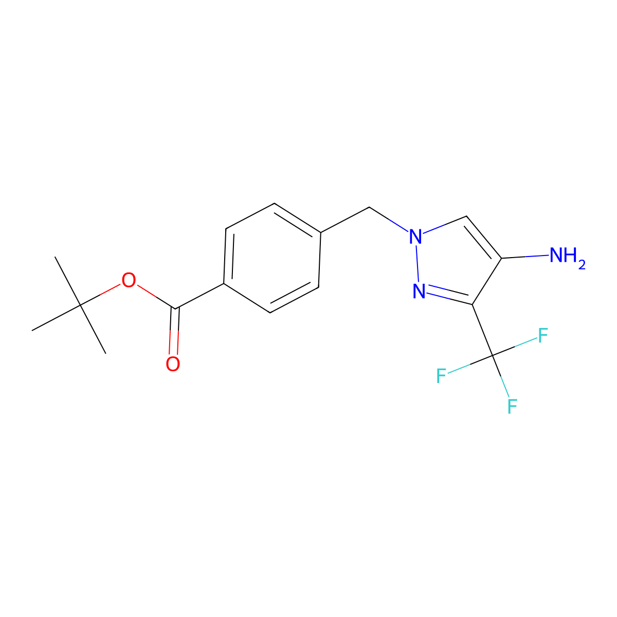 tert-butyl 4-{[4-amino-3-(trifluoromethyl)-1H-pyrazol-1-yl]methyl}benzoate molecular structure, CAS 2639440-11-0