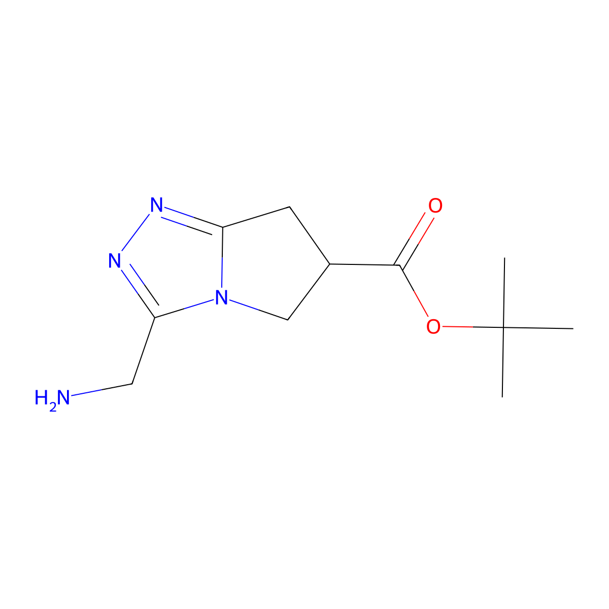 tert-butyl 3-(aminomethyl)-5H,6H,7H-pyrrolo[2,1-c][1,2,4]triazole-6-carboxylate molecular structure, CAS 2639440-16-5