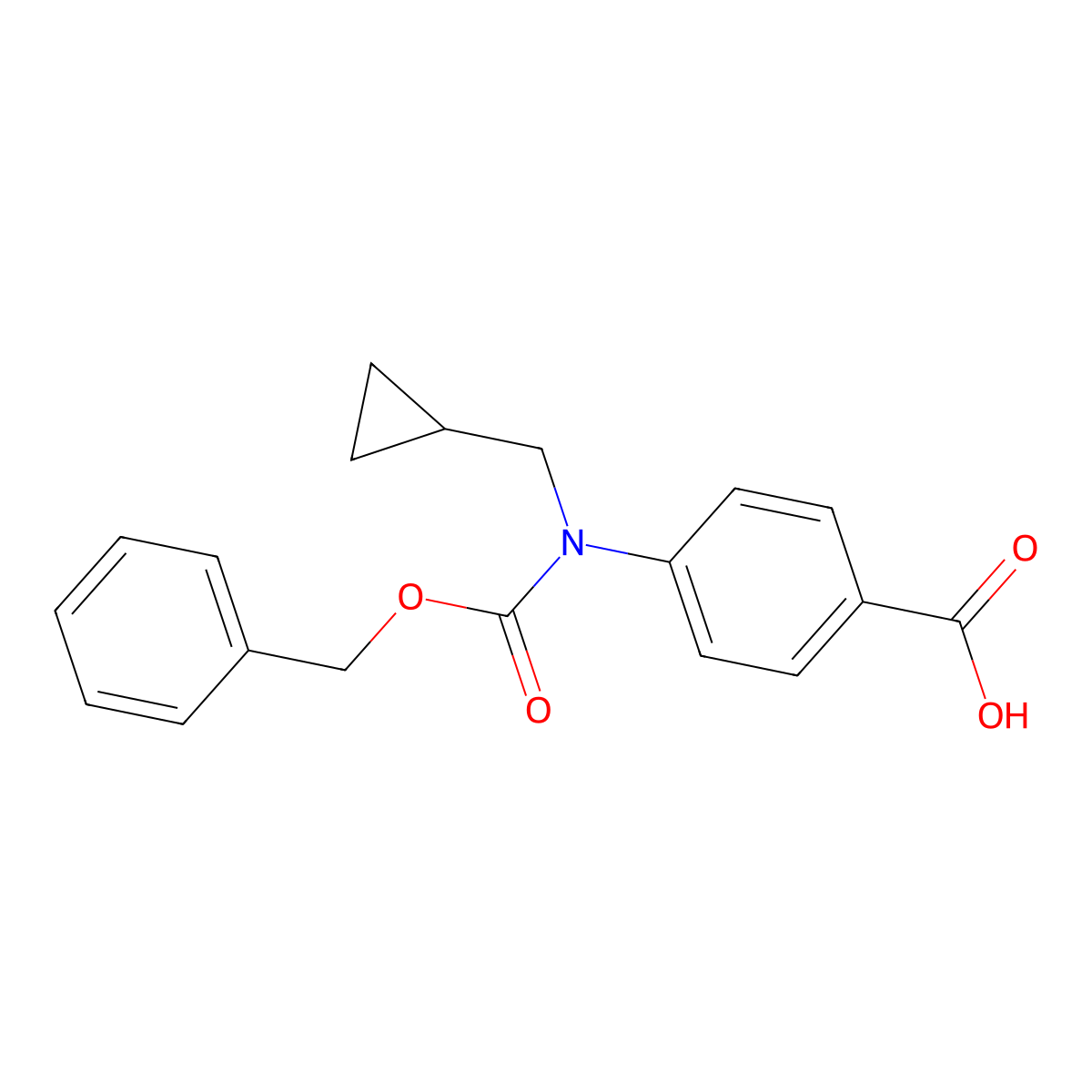 4-{[(Benzyloxy)carbonyl](cyclopropylmethyl)amino}benzoic acid molecular structure, CAS 2639440-22-3