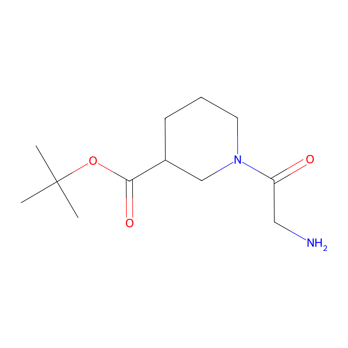 Tert-butyl 1-(2-aminoacetyl)piperidine-3-carboxylate molecular structure, CAS 2639440-65-4