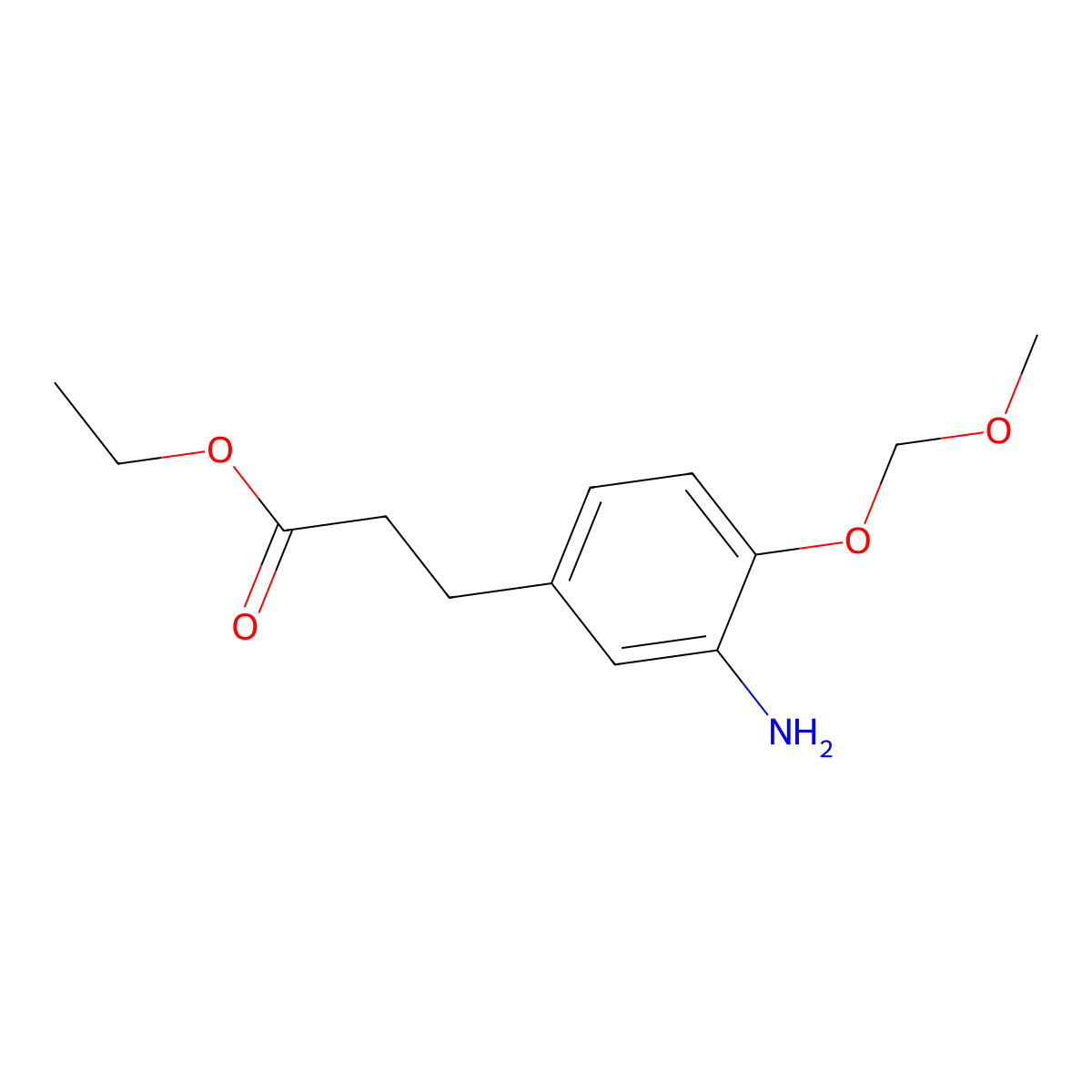 Ethyl 3-[3-amino-4-(methoxymethoxy)phenyl]propanoate molecular structure, CAS 2639440-69-8