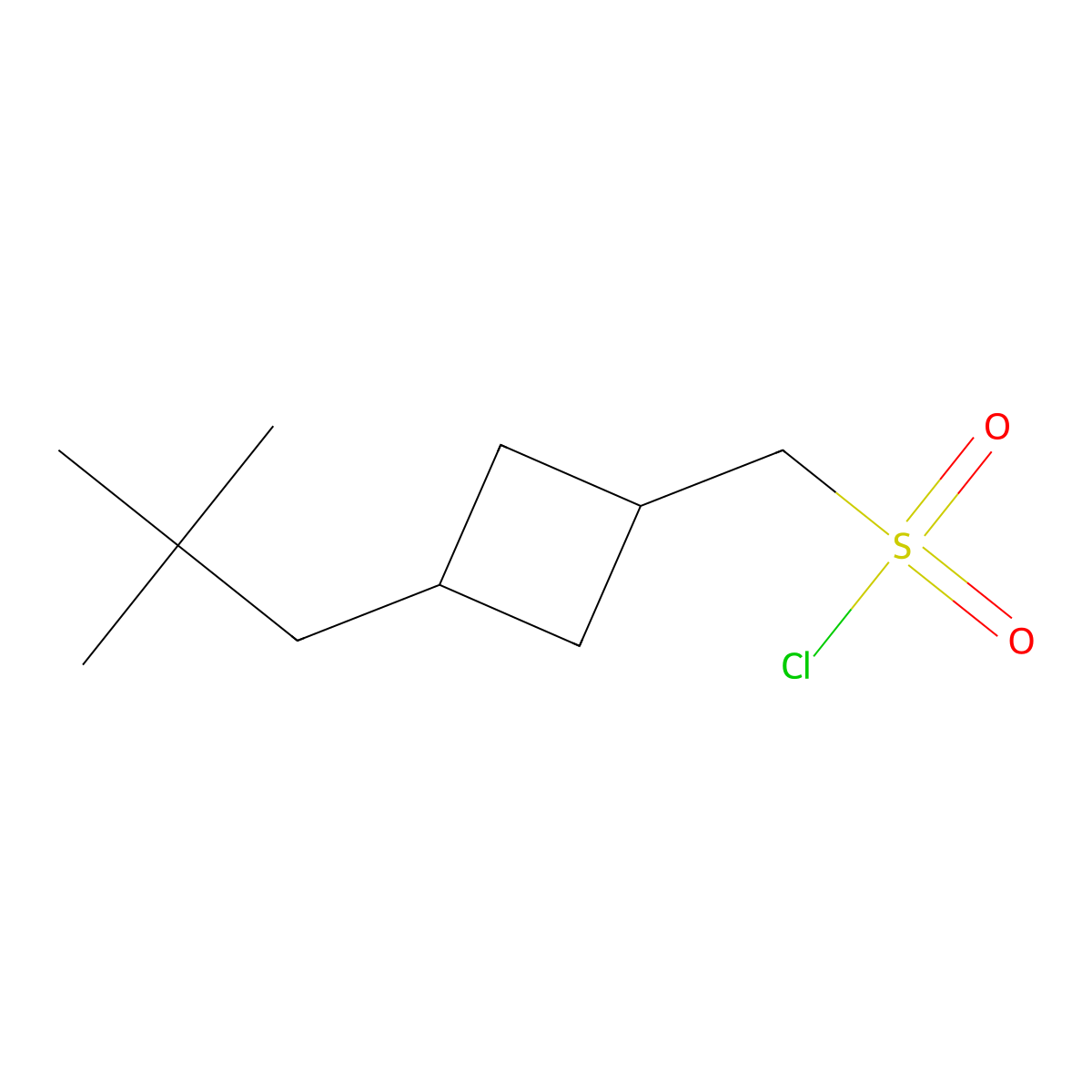 [3-(2,2-dimethylpropyl)cyclobutyl]methanesulfonyl chloride, Mixture of diastereomers molecular structure, CAS 2639440-75-6