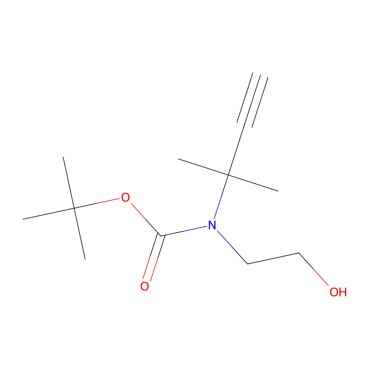 tert-butyl N-(2-hydroxyethyl)-N-(2-methylbut-3-yn-2-yl)carbamate molecular structure, CAS 2639440-91-6