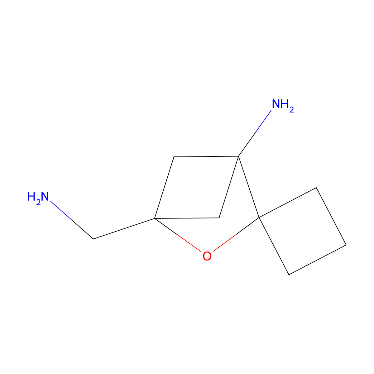 4-(Aminomethyl)-3-oxaspiro[bicyclo[2.1.1]hexane-2,1'-cyclobutan]-1-amine molecular structure, CAS 2639440-94-9