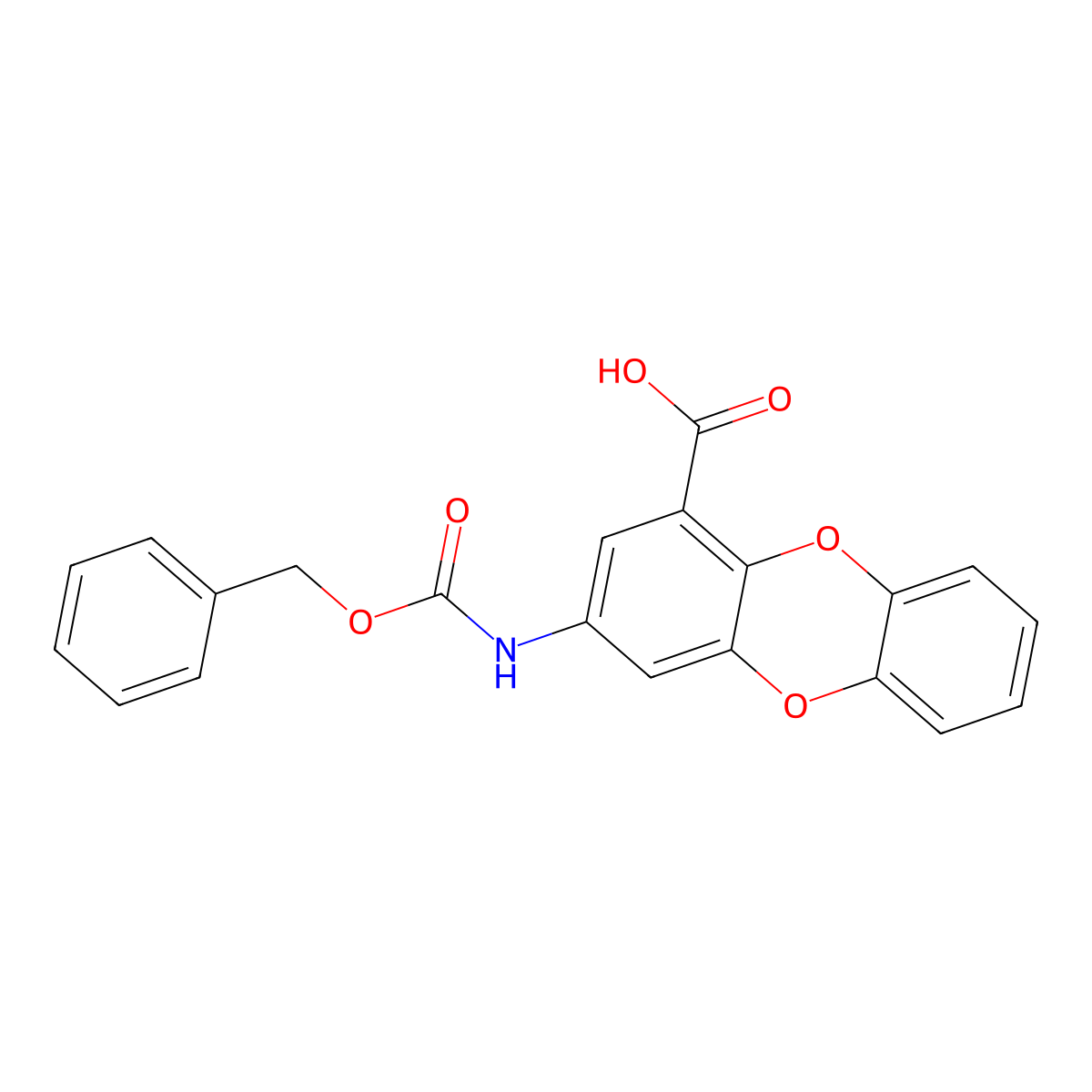 3-{[(Benzyloxy)carbonyl]amino}oxanthrene-1-carboxylic acid molecular structure, CAS 2639441-09-9