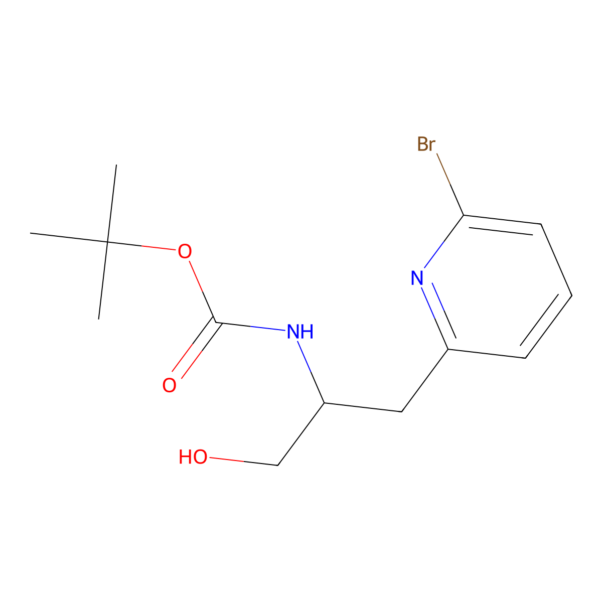 tert-butyl N-[1-(6-bromopyridin-2-yl)-3-hydroxypropan-2-yl]carbamate molecular structure, CAS 2639441-21-5