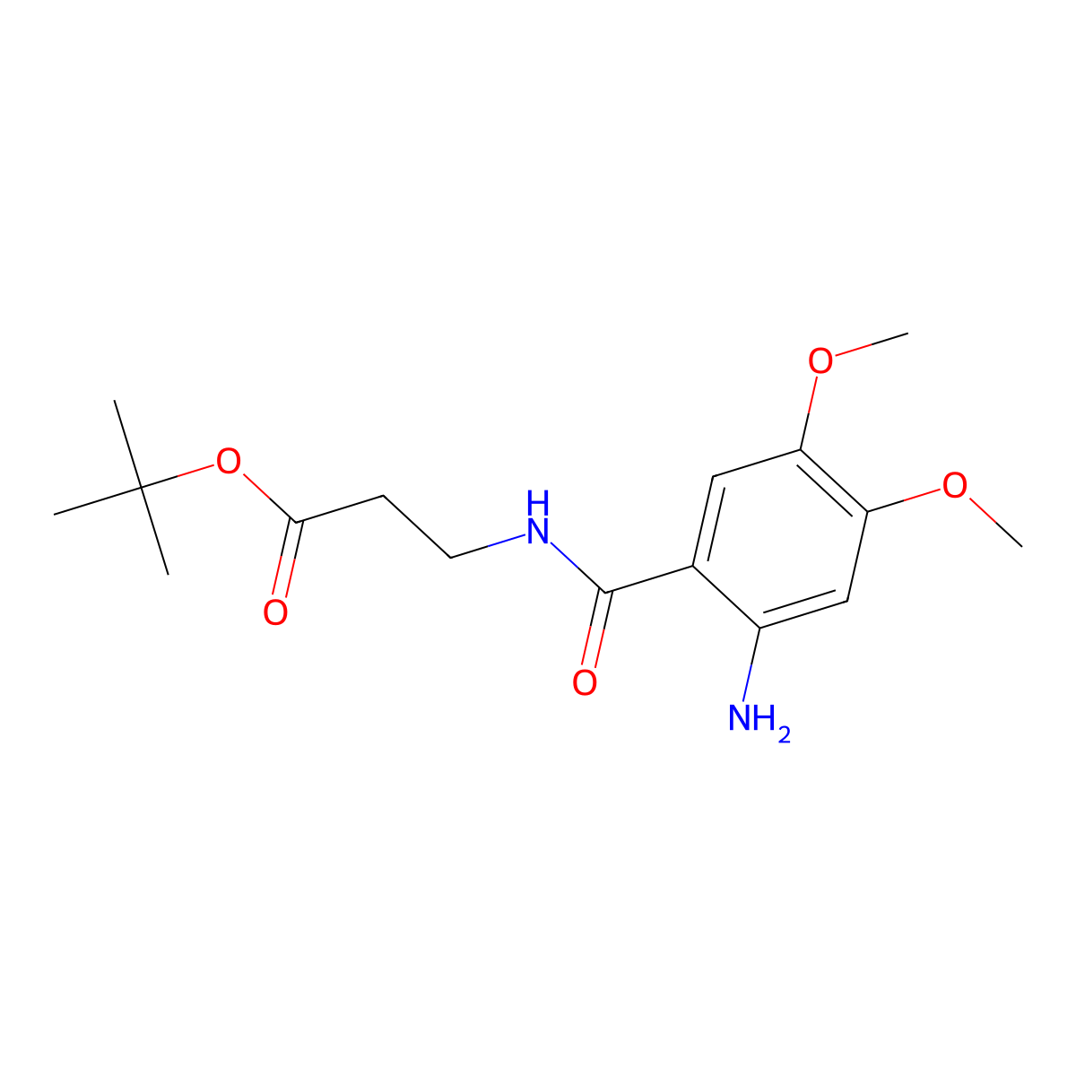 Tert-butyl 3-[(2-amino-4,5-dimethoxyphenyl)formamido]propanoate molecular structure, CAS 2639441-25-9