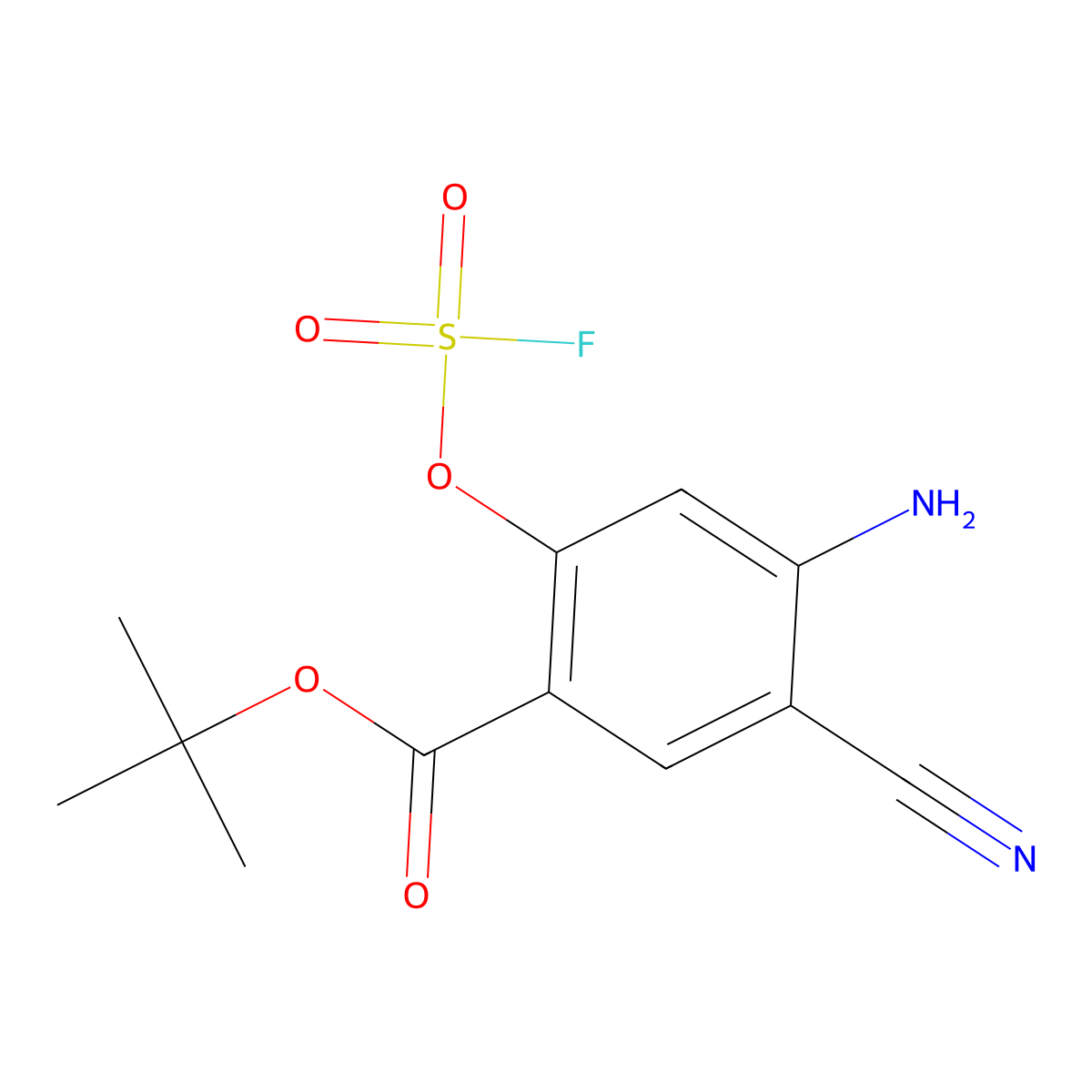 Tert-butyl 4-amino-5-cyano-2-[(fluorosulfonyl)oxy]benzoate molecular structure, CAS 2639441-26-0