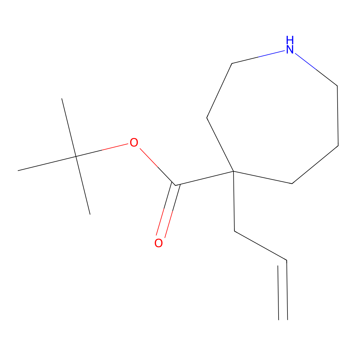 Tert-butyl 4-(prop-2-en-1-yl)azepane-4-carboxylate molecular structure, CAS 2639441-27-1