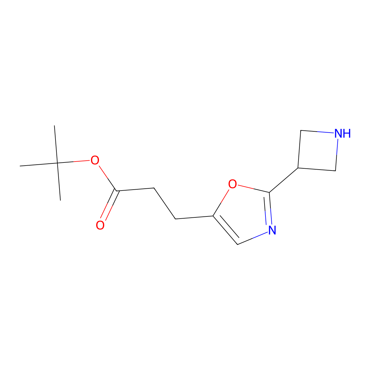 Tert-butyl 3-[2-(azetidin-3-yl)-1,3-oxazol-5-yl]propanoate molecular structure, CAS 2639441-39-5