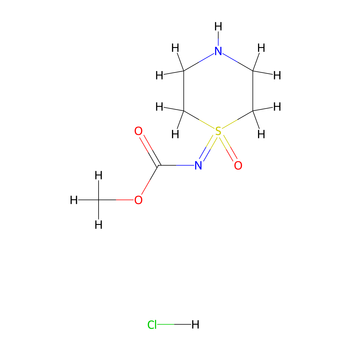methylN-(1-oxo-1lambda6-thiomorpholin-1-ylidene)carbamatehydrochloride molecular structure, CAS 2639441-44-2