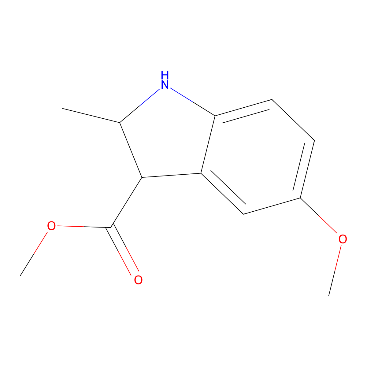 methyl 5-methoxy-2-methyl-2,3-dihydro-1H-indole-3-carboxylate molecular structure, CAS 2639441-57-7
