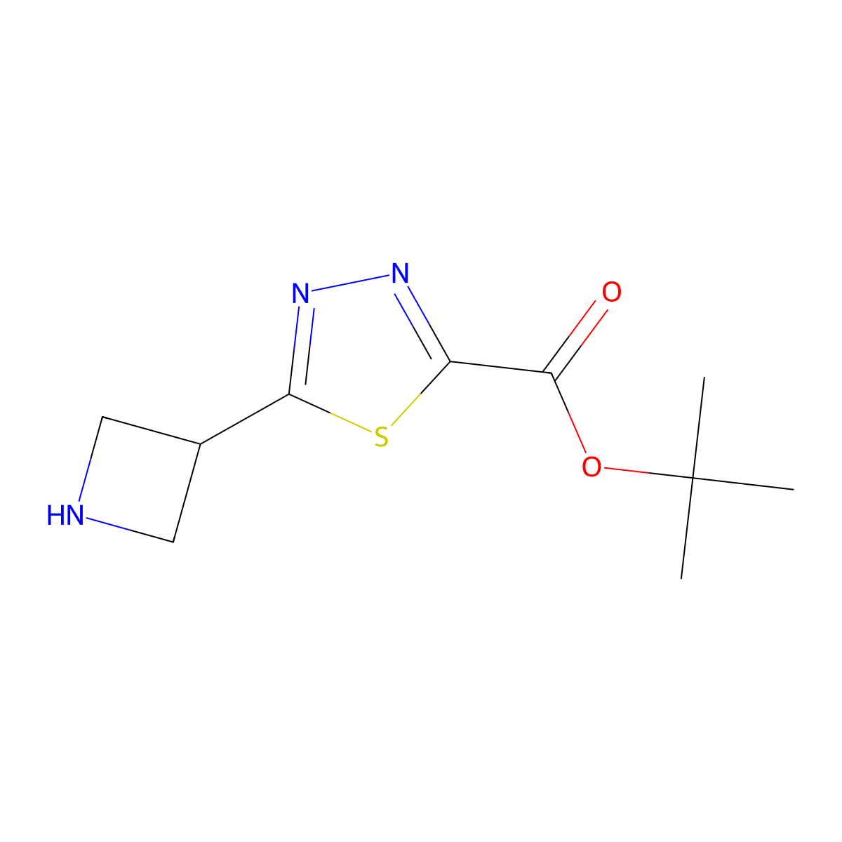Tert-butyl 5-(azetidin-3-yl)-1,3,4-thiadiazole-2-carboxylate molecular structure, CAS 2639441-58-8
