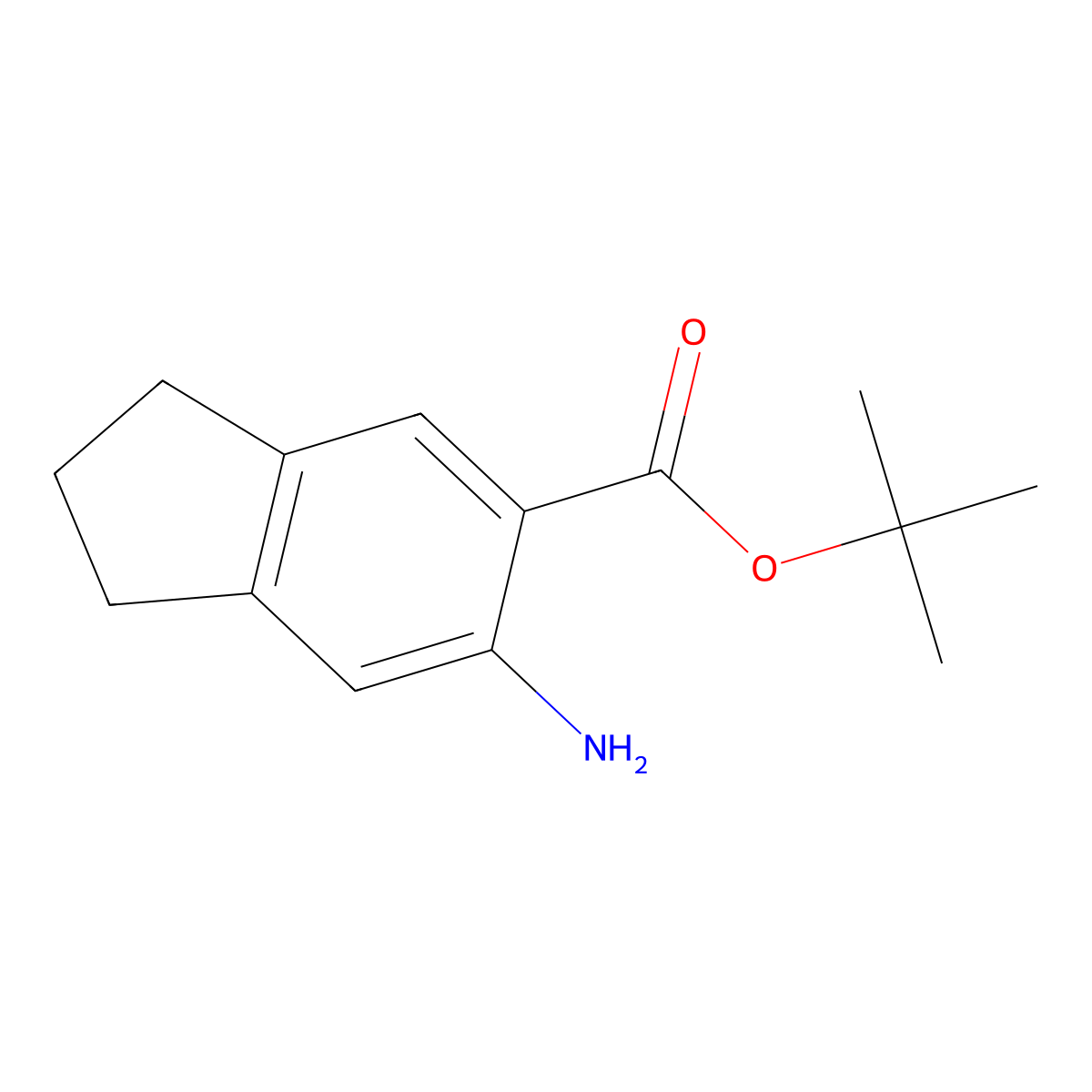 tert-butyl 6-amino-2,3-dihydro-1H-indene-5-carboxylate molecular structure, CAS 2639441-62-4