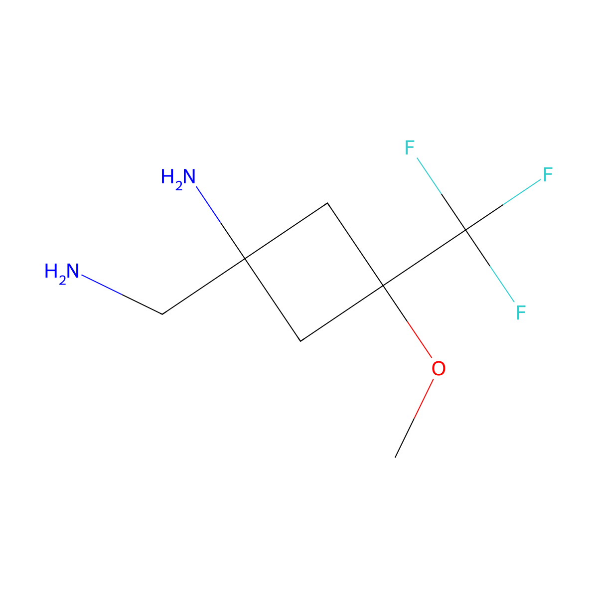 1-(Aminomethyl)-3-methoxy-3-(trifluoromethyl)cyclobutan-1-amine molecular structure, CAS 2639441-63-5