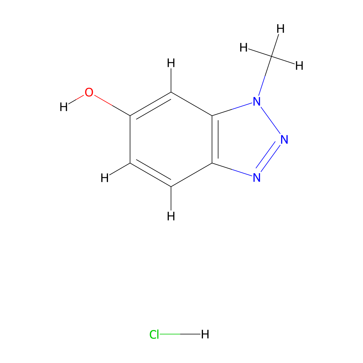 1-methyl-1H-1,2,3-benzotriazol-6-ol hydrochloride molecular structure, CAS 2639441-70-4