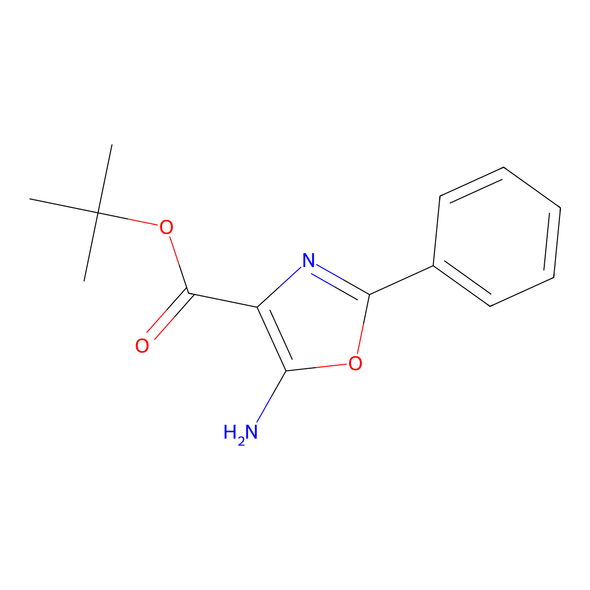 Tert-butyl 5-amino-2-phenyl-1,3-oxazole-4-carboxylate molecular structure, CAS 2639441-71-5